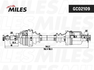 Привод в сборе правый RENAULT LAGUNA I 1.6-2.0 97-01 (GKN 303624) GC02109 GC02109 MILES