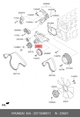 Насос водяной HYUNDAI HD65,78,БОГДАН дв.D4GA OE 2511048011 HYUNDAI KIA