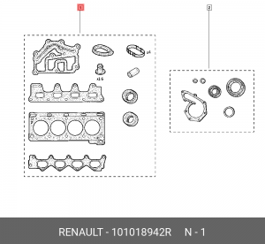 КОМПЛ ПРОКЛАДОК ГБЦ 24 ШТ 101018942R 101018942R RENAULT