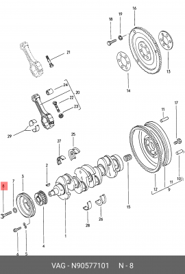 болт шкива! M14x1.5x47\ Audi A4 8D2/B5, VW Polo 6N1/Passat 3B5 1.9 TDI N 905 771 01 VAG