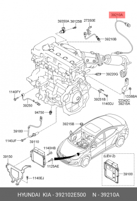 Датчик кислорода HYUNDAI i40 (11-) OE 392102E500 HYUNDAI KIA
