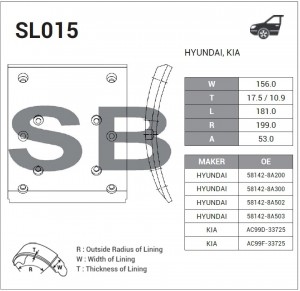 Накладка тормозной колодки HYUNDAI Universe передней (F2) (скос) (шир.156мм,10от SL015 SANGSIN