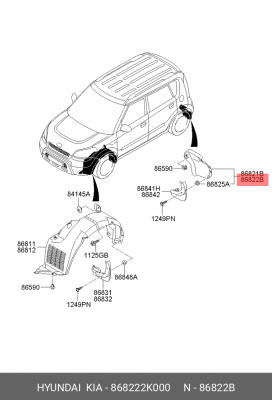 ПОДКРЫЛОК ЗАДНИЙ ПРАВЫЙ HYUNDAI/KIA HYUNDAI/KIA 86822-2K000 868222K000 MOBIS