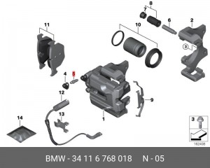 Штуцер BMW (E81) суппорта тормозного заднего прокачной OE 34 11 6 768 018 BMW