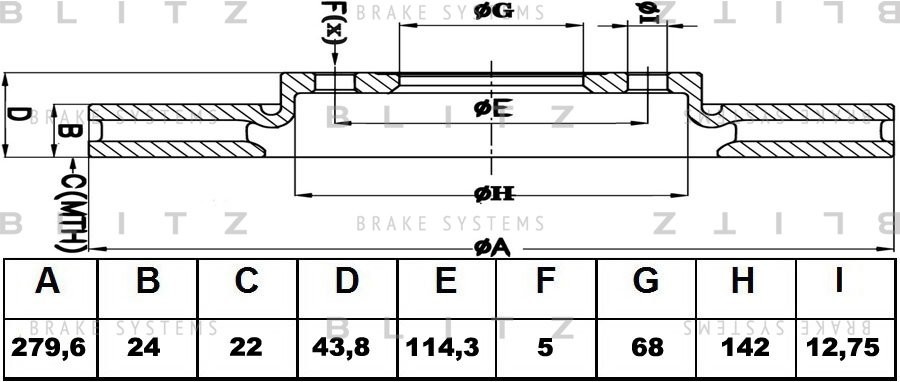 Диск тормозной передний вентилируемый NISSAN Juke 10- BS0342 BS0342 BLITZ