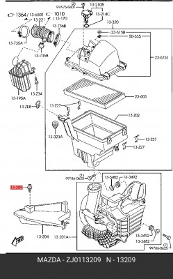 Клипса MAZDA 3 (08-) бампера переднего OE ZJ01-13-209 MAZDA