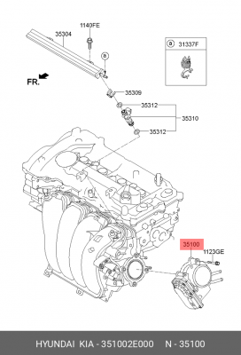 ДРОССЕЛЬНАЯ ЗАСЛОНКА В СБОРЕ 351002E000 HYUNDAI