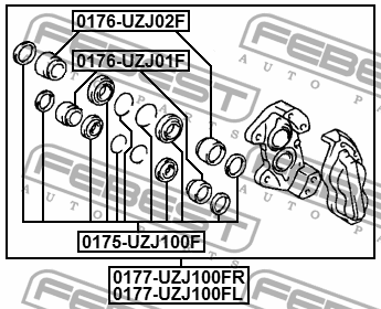 Суппорт передн левый TOYOTA LAND CRUISER 100 HDJ101/UZJ100 1998-2007 0177-UZJ100 0177-UZJ100FL FEBEST