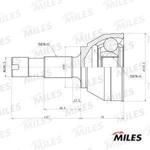 ШРУС наружный CITROEN JUMPER/FIAT DUCATO/PEUGEOT BOXER 1.9D-2.8TD 94-02 (GKN 302 GA20071 MILES