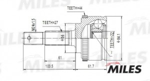 ШРУС наружный NISSAN PRIMERA 1.6 96-02 (с ABS) (GKN 303380) GA20311 GA20311 MILES
