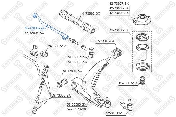 тяга рулевая левая!\ Daewoo Lanos 97> 55-73003-SX STELLOX