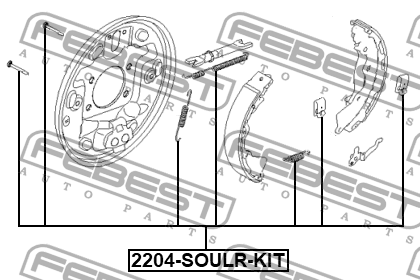 Комплект монтажный барабанных колодок KIA SORENTO 2002-2006 2204-SOULR-KIT 2204-SOULR-KIT FEBEST