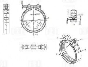 Хомут глушителя V-band с фланцами D=51 мм нержавеющая сталь VCB 51 SS TRIALLI