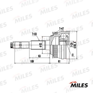 ШРУС наружный DAEWOO ESPERO 1.8-2.0L 95-99 (SKF VKJA5602) GA20544 GA20544 MILES