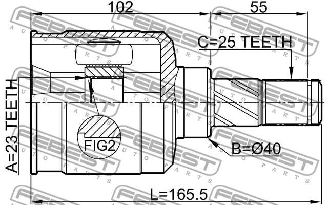 ШРУС внутренний левый к-кт!\ Nissan Almera 1.6 95> 0211-B15LH FEBEST