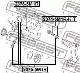 Втулка направляющая задн суппорта AUDI A3/A3 Sportback (8P) 2003-2013 2374-5M1R- 23745M1RKIT FEBEST