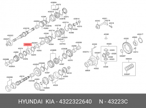 Подшипник КПП HYUNDAI Accent (99-),Getz (02-),i30 вала первичного задний OE 4322322640 HYUNDAI KIA