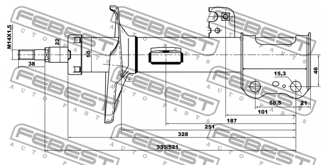 Амортизатор передн левый TOYOTA COROLLA E12 01665181FL 01665181FL FEBEST