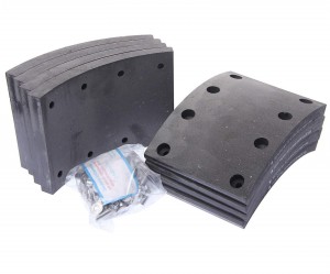 Накладка тормозной колодки КАМАЗ сверленая расточен. комплект 8шт. с заклепками  35033007 MEGA POWER