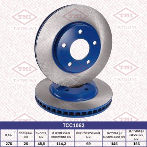 Диск тормозной передний вентилируемый MITSUBISHI Lancer 08-DODGE Caliber 06- TCC TCC1062 TATSUMI