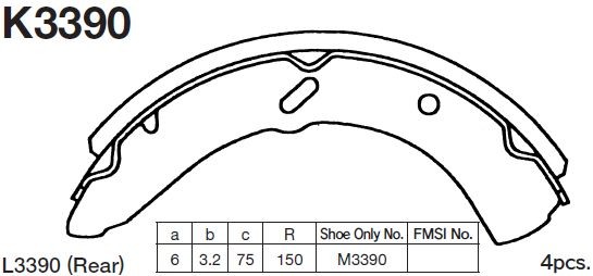 Колодки тормозные барабанные K3390 K3390 MK KASHIYAMA