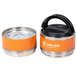 Термос ланч-бокс 1.4л,2 контейнера,с ручкой,нержавеющая сталь,оранжево-черный AI IT-T-02 AIRLINE