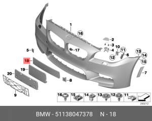 51138047378 Основание номерного знака !M \BMW 5' F10 51 13 8 047 378 BMW