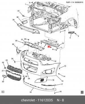 Пистон CHEVROLET Cruze (12-),Aveo (12-) крепления подкрылка OE 11612035 GENERAL MOTORS