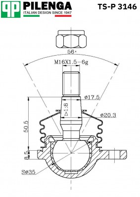 Шаровая опора верхняя ГАЗЕЛЬ NEXT 2123 TS-P3146 TSP3146 PILENGA