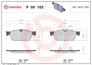 Колодки тормозные MERCEDES ML (W166),GL (X166) (350/500) передние (4шт.) BREMBO P50102 BREMBO