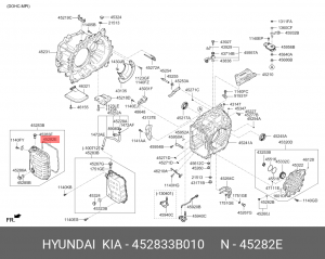 Прокладка HYUNDAI Azera (11-),Santa Fe (09-) поддона КПП OE 452833B010 HYUNDAI KIA