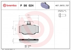 P56024 GDB3092=571421B !колодки дисковые з.\ Nissan Primera P10/P11 1.6-2.0/2.0T P56024 BREMBO