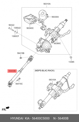 Вал карданный KIA Sorento (15-) (MDPS) колонки рулевой OE 56400C5000 HYUNDAI KIA