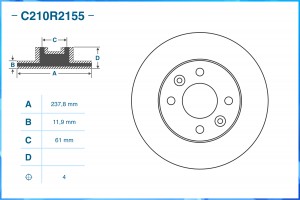 Тормозной диск передний C210R2155 C210R2155 CWORKS