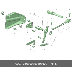 316300350808600 Кронштейн привода стояночного тормоза УАЗ-3163 Patriot (с 2007г. 316300350808600 UAZ UAZ