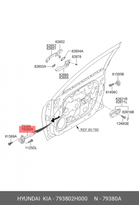ограничитель двери пер.лев.!\ Hyundai Elantra 06> 793802H000 HYUNDAI