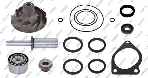 Ремкомплект водяного насоса [вал с втул+крыльч+подшипн+прокл+сальн+11уплотн] K010448 KACMAZLAR