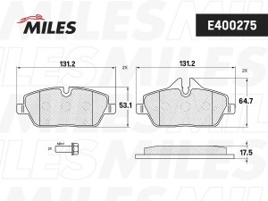 Колодки тормозные передние (без датчика + болты) (Смесь Low-Metallic) (BMW E81/E E400275 MILES
