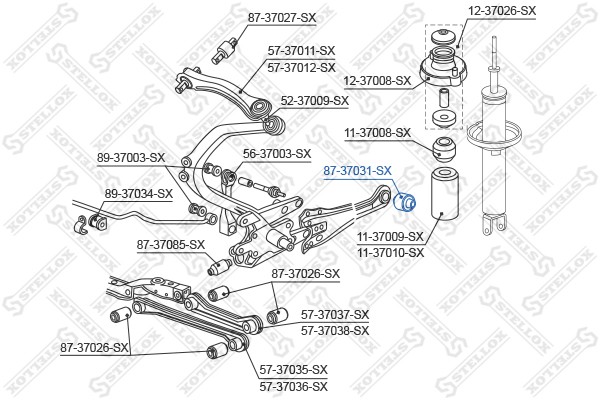 сайлентблок зад. продол. Рычага задний!\ Honda Accord all 93-98 87-37031-SX STELLOX