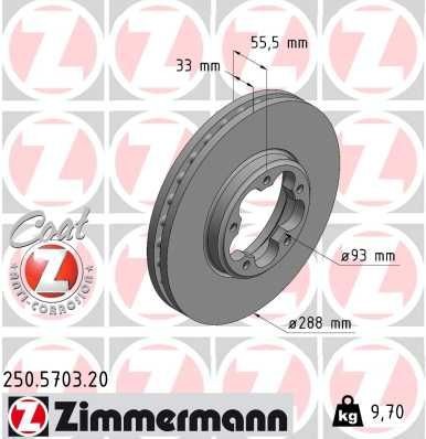диск тормозной !перед. 288x33/56-5x116 \ Ford Transit 2.0 19> 250570320 ZIMMERMANN