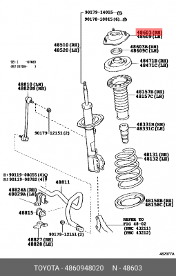 опора амортизатора передняя!\ Lexus RX 300 330 350 400H 48609-48020 TOYOTA