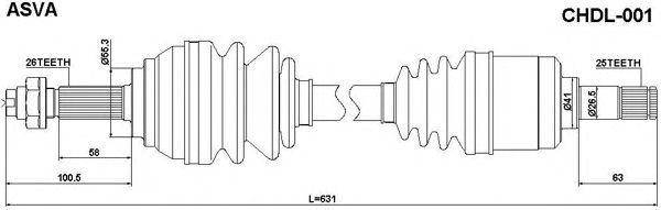 Привод левый 25x631x26 CHDL001 ASVA