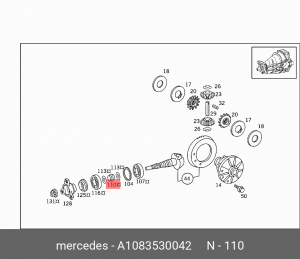 (MB.446) кольцо распорное заднего моста! d32x16 \Omn MB 207D-811D, Sprinter, VW  A 108 353 00 42 MERCEDES BENZ