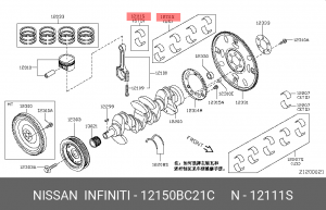 ВКЛАДЫШИ ШАТУННЫЕ 12150-BC21C NISSAN