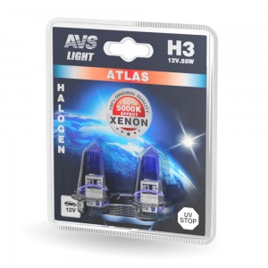Лампа галогенная H3 12В 55 Вт (5000К) кт.2шт. AVS ATLAS A78568S A78568S AVS