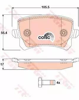 Колодки задние AUDI A6 (C6), Q3 (8U), VW PASSAT (36_, 3C_), TIGUAN GDB1763 GDB1763 TRW