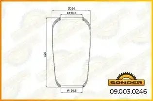 Пневморессора Premium без стакана и крышки (чулок) 884N 230/420 MAN/MB/RVI/Iveco 090030246 SONDER