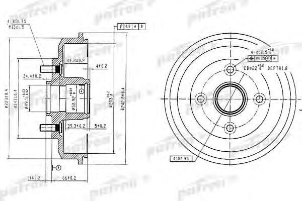 Барабан тормозной FORD Focus (99-04) задний (1шт.) PATRON PDR1584 PATRON