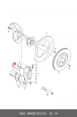 датчик износа колодок передних! L283\ Audi A4/A5/A6/A7/A8/Q5 15> 8W0 615 121 H VAG