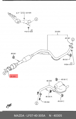 Прокладка MAZDA 3 (04-09) выхлопной системы OE LF07-40-305A MAZDA
